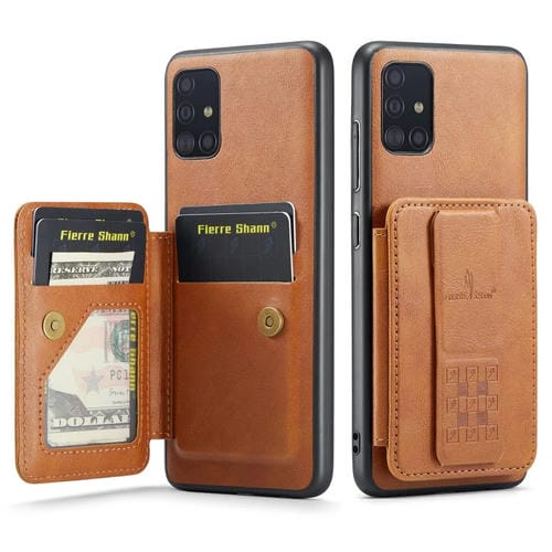 Funda para Teléfono Samsung Galaxy A51 4G Fierre Shann Oil Wax con Tarjetero de Cuero de Vaca (Marrón)