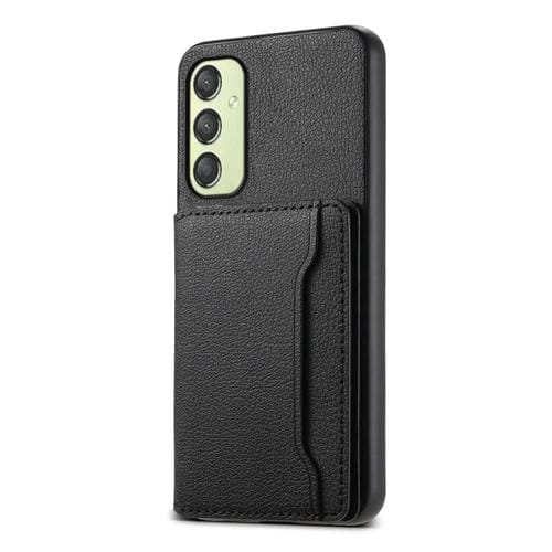 Funda para Teléfono Samsung Galaxy A25 Diseño Bolsa para Tarjetas Textura de Becerro (Negro)
