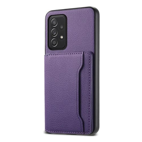 Funda para TelĂ©fono Samsung Galaxy A52 5G con Diseño de Bolsa para Tarjetas Textura de Becerro (PĂșrpura)
