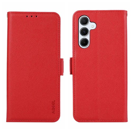 Funda para Teléfono Samsung Galaxy A15 5G Abeel Cuero Patrón Litchi Rfid Magnético (Rojo)