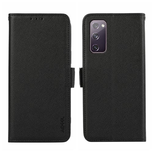 Funda para Teléfono Samsung Galaxy S20 FE Abeel Cuero Patrón Litchi Magnético Lateral (Negro)