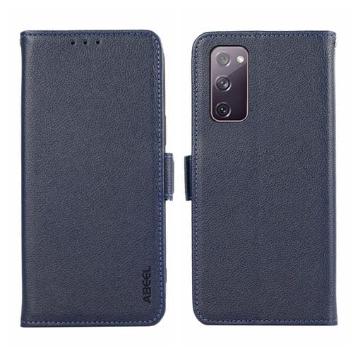Funda para Teléfono Samsung Galaxy S20 FE Abeel Cuero Patrón Litchi Magnético Lateral (Azul)