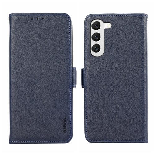 Funda para Teléfono Samsung Galaxy S22 + 5G Abeel Cuero Patrón Litchi Magnético Lateral (Azul)
