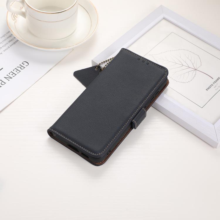Funda de Teléfono Cuero Genuino Tj con Imán Lateral Rfid para OnePlus Ace 5 Pro / Ace 5 / 13R (Azul)