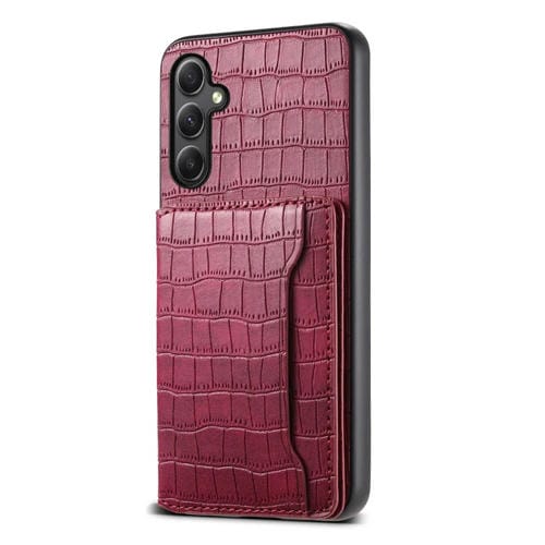 Funda para Teléfono Samsung Galaxy A24 5G Diseño Bolsa para Tarjetas Textura Cocodrilo (Rojo)