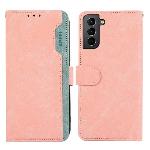 Funda para Samsung Galaxy S21 5G Abeel Color Block Cuero Magnética Rfid (Rosa-Cian)