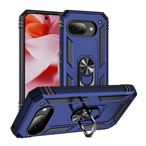 Funda TPU + PC para Google Pixel 9A con Soporte a Prueba de Golpes (Azul)