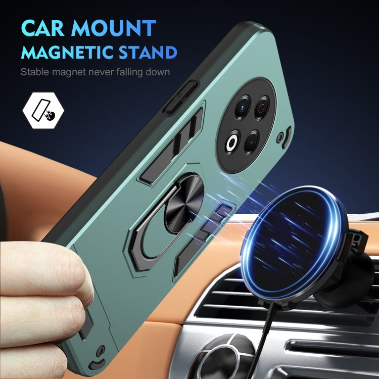 Funda para Teléfono Tecno Spark 30 con Anillo de Metal y Protección Antigolpes (Verde)