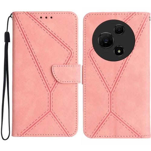 Funda de cuero con relieve y costuras para TCL 60 SE/605 (rosa)