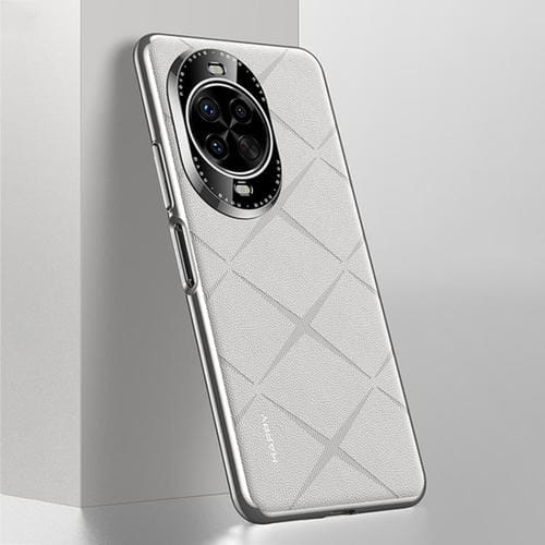 Funda de cuero lisa para Huawei nova 14 Pro (blanca)