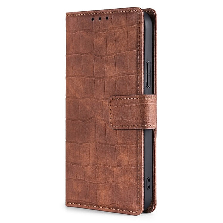 Funda de Piel con Cierre Magnético para Teléfono Itel A50C 4G (Marrón) Diseño Cocodrilo