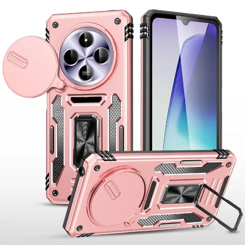 Funda Protectora para Teléfono Redmi 14C Armor PC + TPU con Cámara (Oro Rosa)