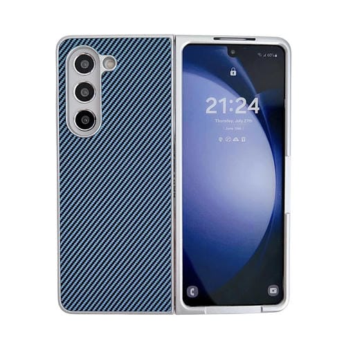 Funda para Teléfono Samsung Galaxy Z Fold Ultrafina Prueba de Golpes Fibra de Carbono Kevlar (Azul)