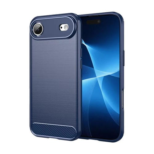 Funda de TPU de fibra de carbono con textura cepillada para iPhone 17 (azul)