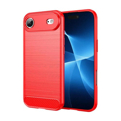 Funda de TPU de fibra de carbono con textura cepillada para iPhone 17 (roja)