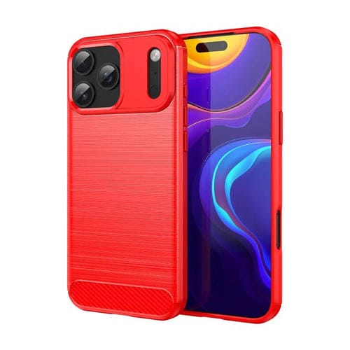 Funda de TPU de fibra de carbono con textura cepillada para iPhone 17 Pro Max (roja)