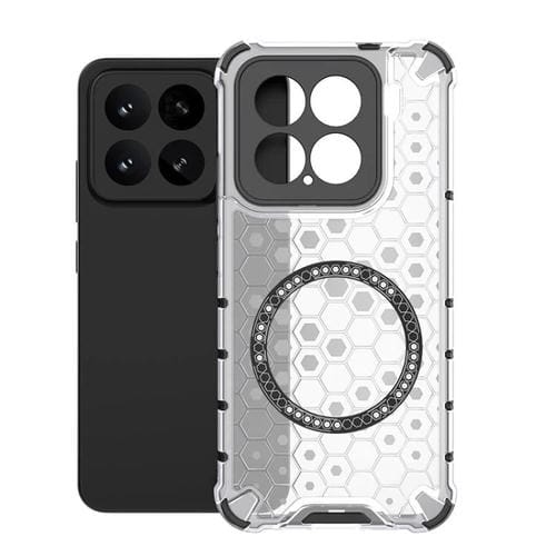 Funda Para Teléfono A Prueba De Golpes Con Anillo Magnético De Panal Para Xiaomi 15 (Blanca)
