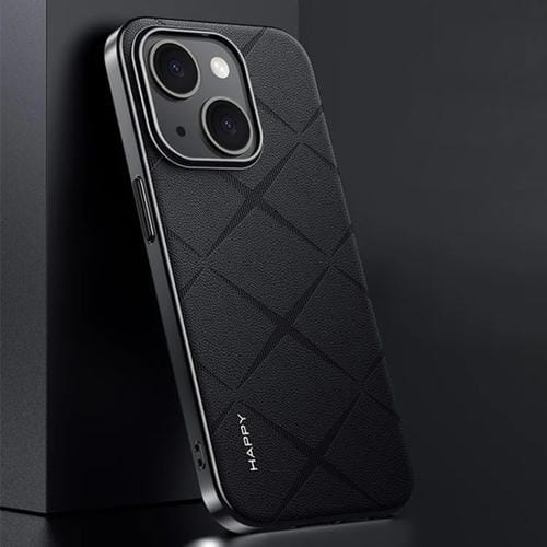 Funda para iPhone 15 Cuero Liso PC (Negro) - MOVILSTORE