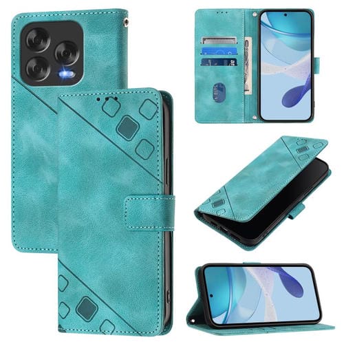Funda de Piel Sintética con Relieve para ZTE Blade V70 (Verde)