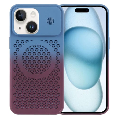 Funda Magnética para Teléfono iPhone 15 Aromaterapia y Enfriamiento de Panal (Azul Rojo) - MOVILSTORE
