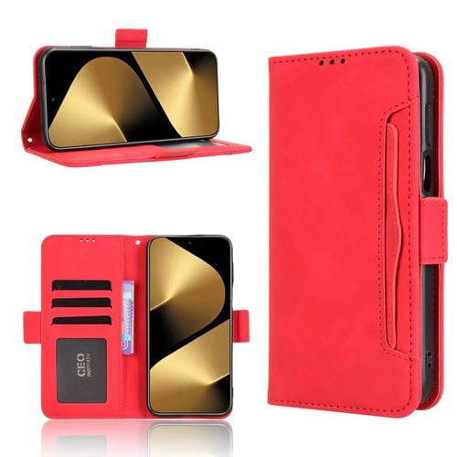 Funda de piel sintética con textura de becerro y ranuras para tarjetas para Huawei Pura 80 Pro 5G / 80 Pro+ 5G (roja)