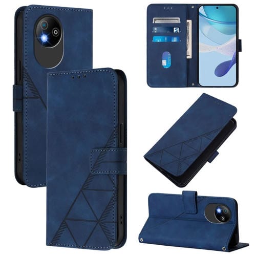 Funda de Cuero para ZTE Blade A35 Lite/A35 Core con Tapa y Relieve 3D (Azul)