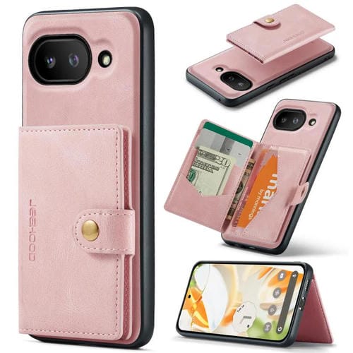 Funda Magnética Desmontable Estilo Billetera para Google Pixel 9A Jeehood J01 (Rosa)