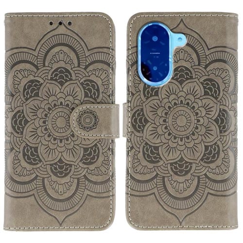 Funda de cuero con estampado de mandala solar para Redmi A5 4G (173,3 mm, gris)