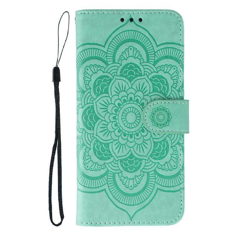 Funda de cuero con estampado de mandala solar para Redmi A5 4G (171,7 mm) / Poco C71 4G (verde)