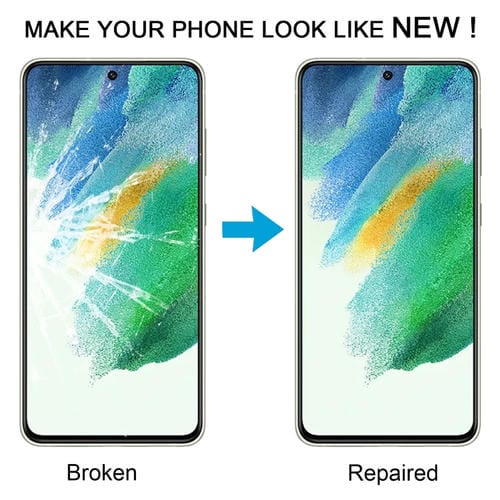 Glaslinse Frontbildschirm Samsung Galaxy S21 FE SM-G990B mit OCA-Klebstoff (10 Stück)