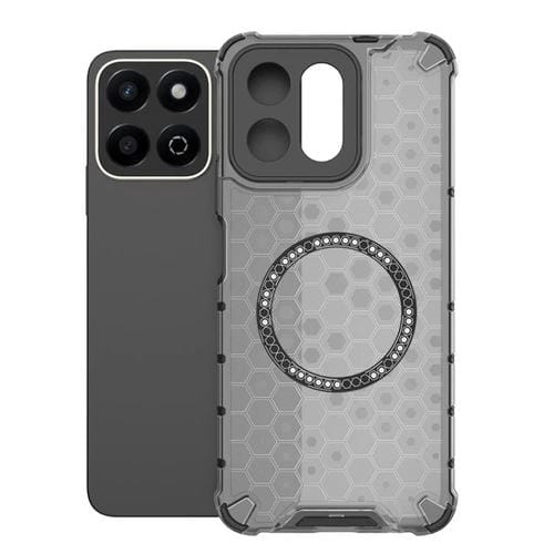 Funda para Honor Play 60 Plus 5G a Prueba de Golpes con Anillo Magnético y Diseño de Panal (Negro)