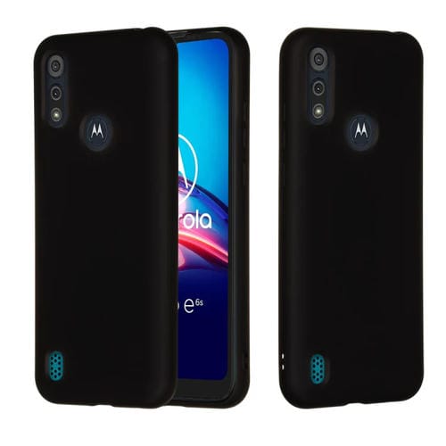 Para Motorola Moto E6s (2020) Funda protectora de cobertura total de silicona líquida de color puro a prueba de golpes (negro)