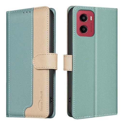 Funda de Cuero Antirrobo RFID para Motorola Moto G05 (Verde)