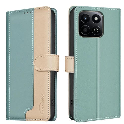 Funda de Cuero Antirrobo RFID para Honor 200 Smart X7C (Verde)