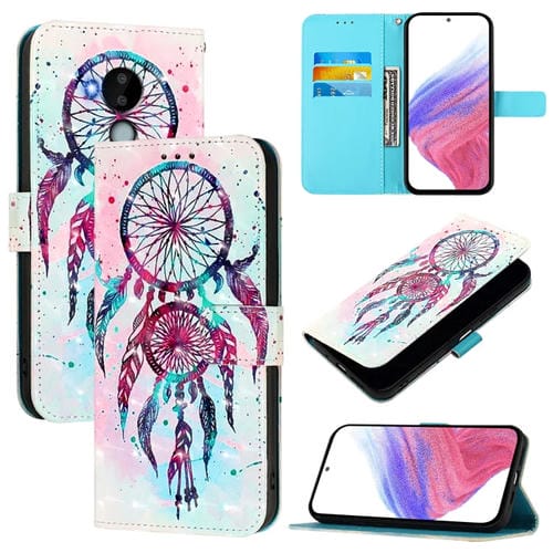 Funda de Cuero con Tapa Horizontal y Pintura 3D para Nokia C30 (Carillones de Viento)