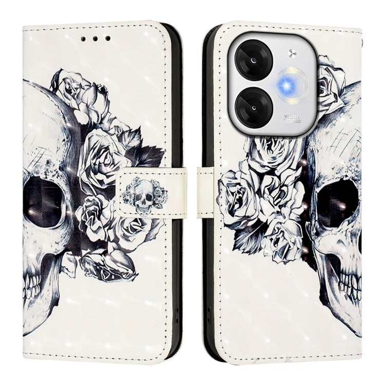 Funda de Cuero con Tapa Horizontal y Pintura 3D para Teléfono Itel A80 4G (Calavera)