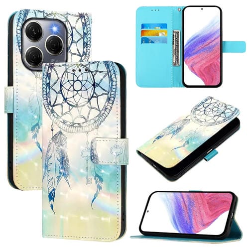 Funda de Cuero con Tapa Horizontal y Pintura 3D para Tecno Spark 20 Pro 5G (Dream Wind Chimes)