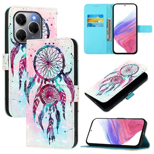 Funda de Cuero con Tapa Horizontal y Pintura 3D para Tecno Spark 20 Pro 5G (Campanas de Viento)