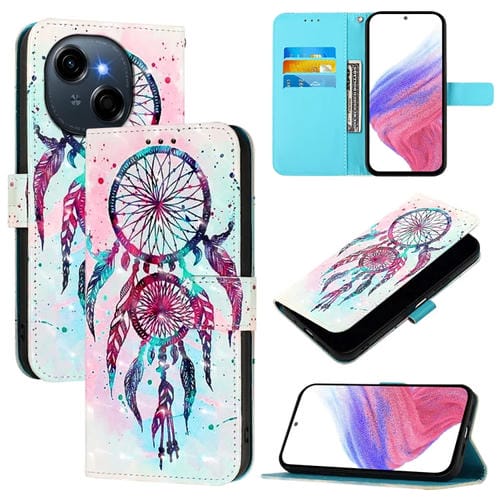 Funda de Cuero con Tapa Horizontal y Pintura 3D para Tecno Spark Go 1/Go 2025 (Campanas de Viento)