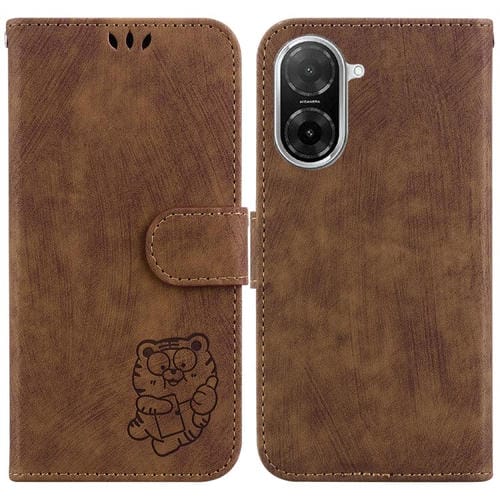 Funda de cuero con relieve de tigre pequeño para Redmi A5 4G (171,7 mm) (marrón)