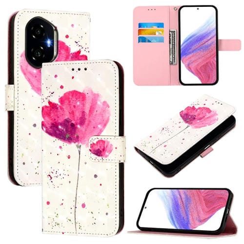 Funda de Cuero con Tapa Horizontal y Pintura 3D para Honor 300 (Flor)
