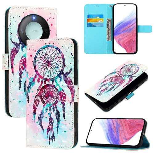 Funda de Cuero con Tapa Horizontal y Pintura 3D para Honor X9C 5G (Campanas de Viento)