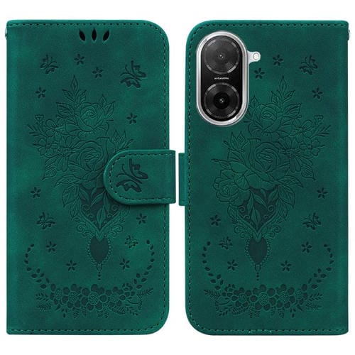Funda de cuero con relieve de mariposa y rosa para Redmi A5 4G (171,7 mm, verde)