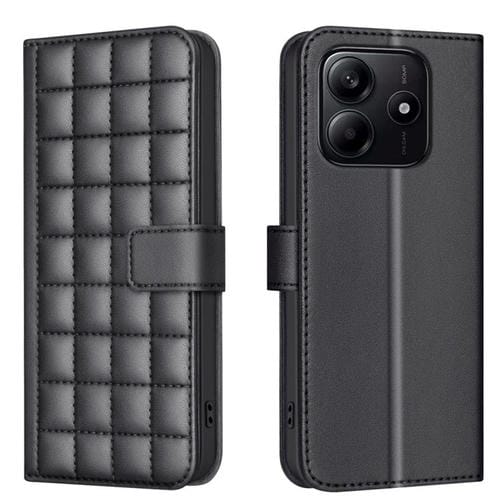 Funda de Cuero con Textura Cuadrada para Redmi Note 14 4G (Negra)