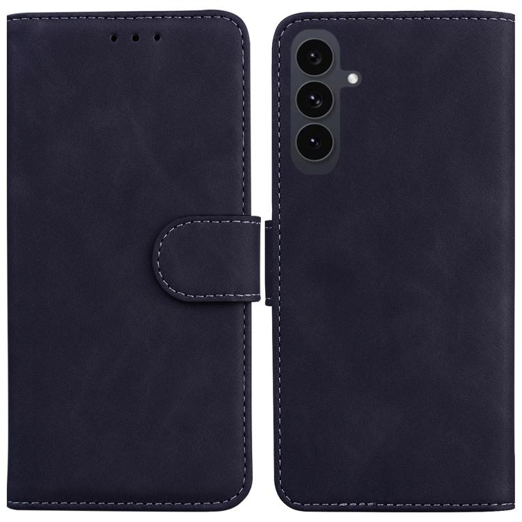 Funda de cuero con tapa de color puro y tacto suave para Samsung Galaxy S25 FE 5G (negro)