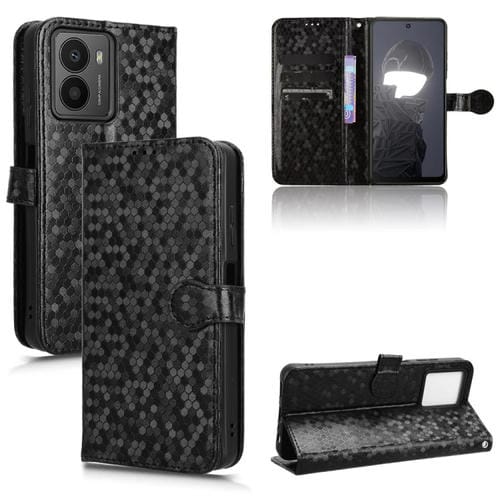 Funda de Cuero para Teléfono HMD Fusion 5G con Textura de Puntos Panal (Negro)
