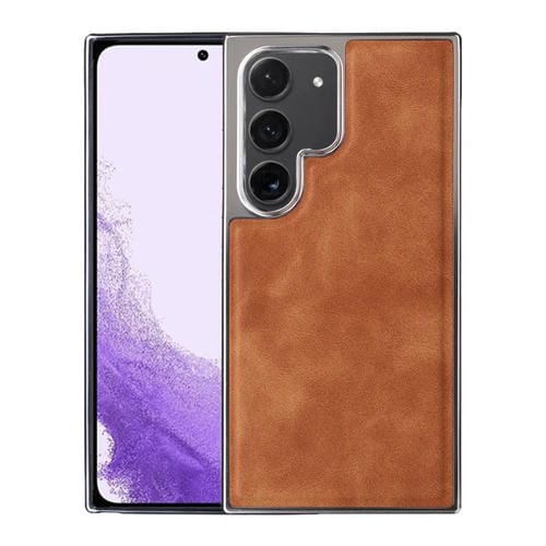 Estuche para teléfono Samsung Galaxy S22 + 5G Magsafe TPU híbrido PU lateral galvanizado (Marrón)