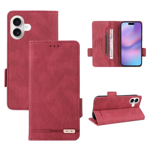 Funda de cuero con cierre magnético para iPhone 17 (roja)