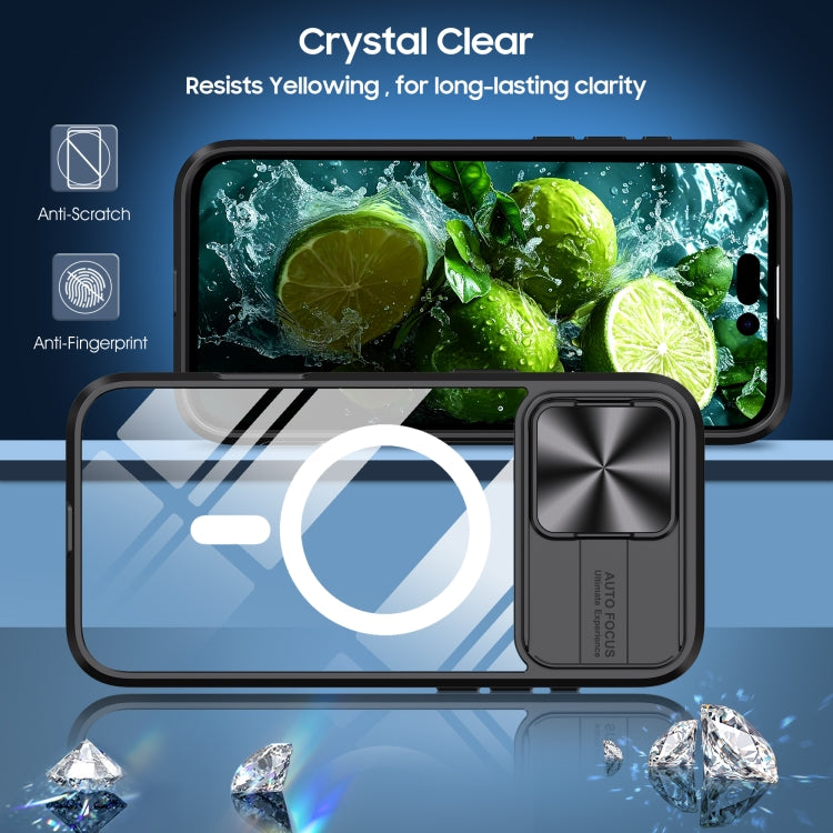 Funda para iPhone 16 Pro Max Cubierta Deslizante Acrílico PC TPU Magsafe Cobertura Total (Negra)
