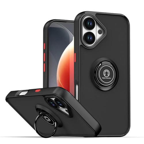 Funda de TPU + PC con anillo para iPhone 17 Q Shadow 1 Series (negro y rojo)